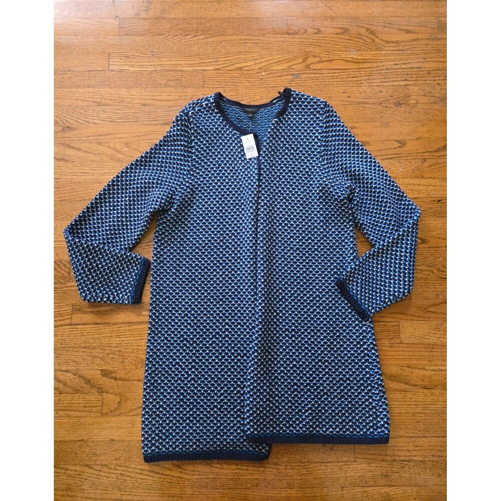 Ann Taylor Womens Chunky Knit Open Duster Cardigan Blue Size Large NWT